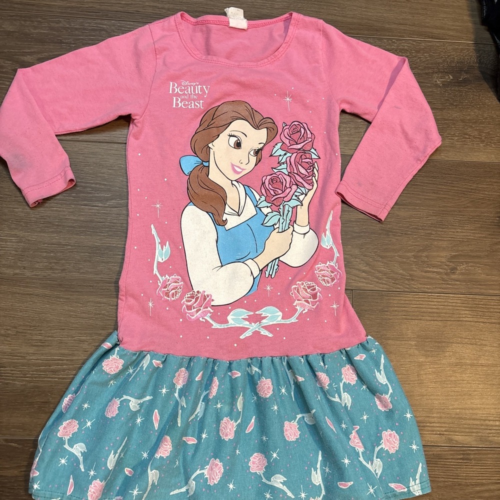 Girls Vintage 90s Disney Beauty & The Beast Dress Disney NO SIZE TAG Belle Rose